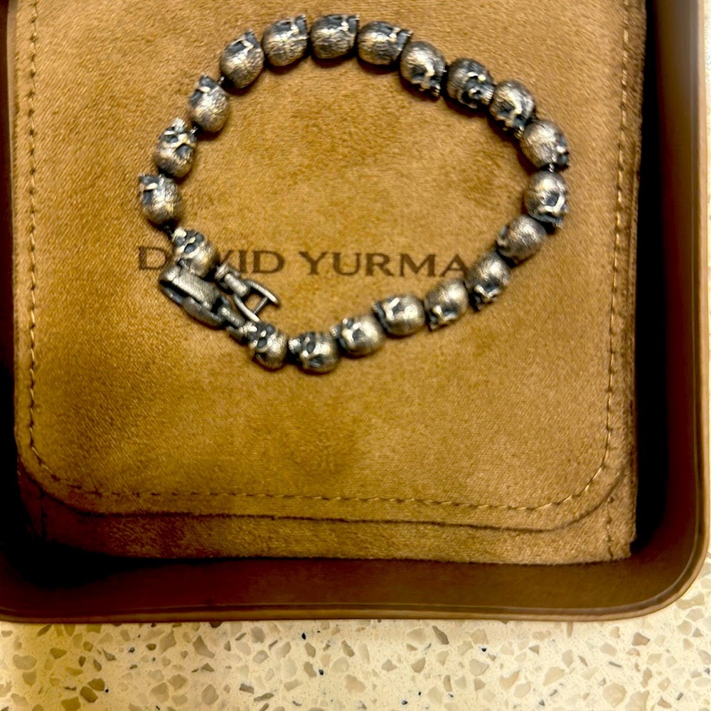 David Yurman Silver Beaded Bracelet with Timeless Design skull bead bracelet